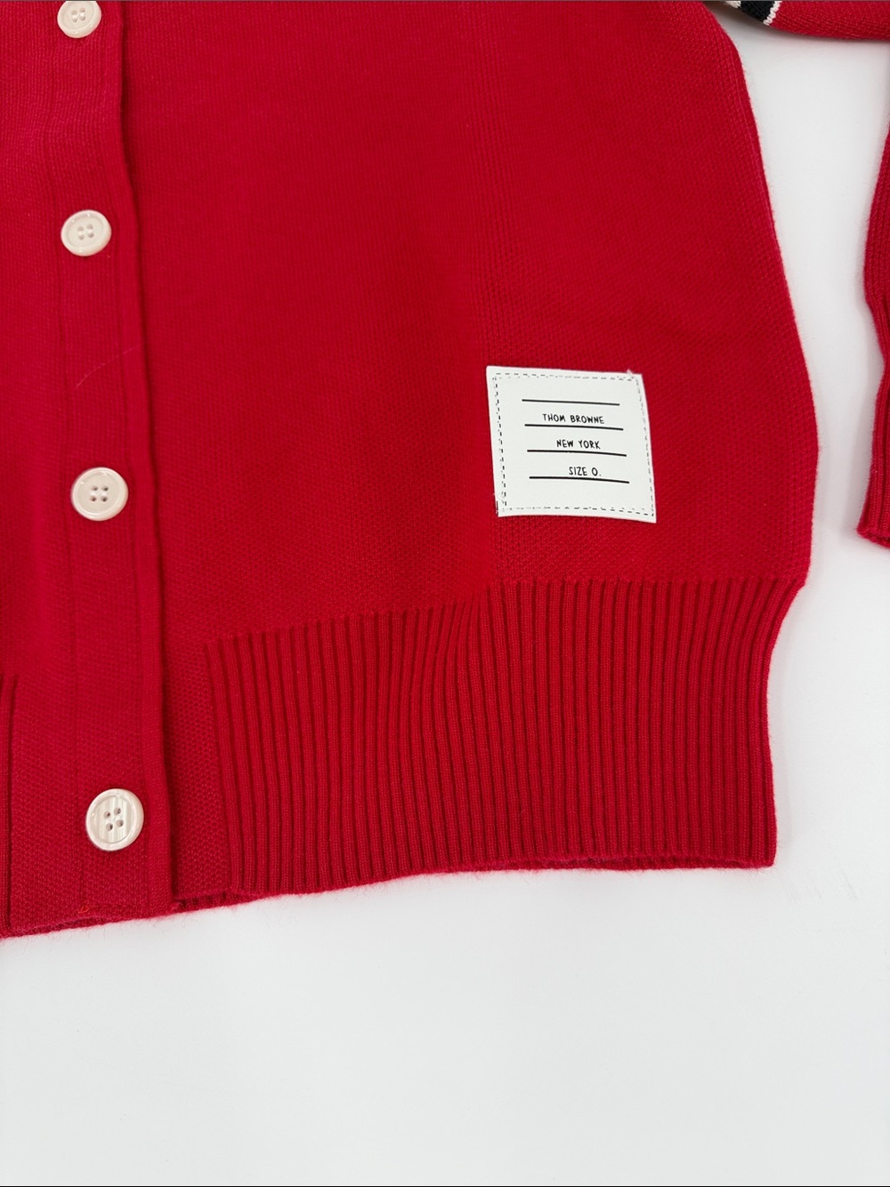 Thom Browne Red Button-Front Sweater Jacket - Picture 2 of 9